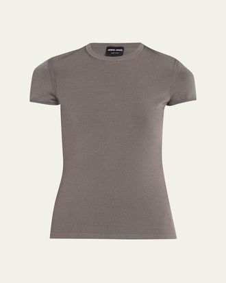 Giorgio Armani Crewneck Ribbed Jersey Tee