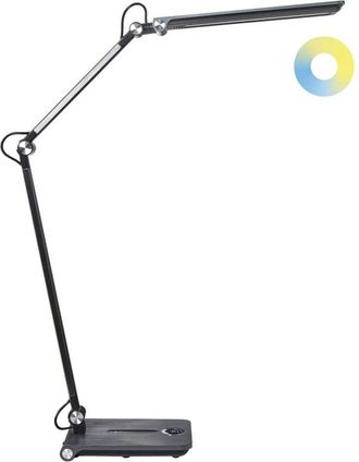 Beliani L&aacute;mpara De Escritorio Led Para Oficina Con Brazo Giratorio Ajustable Regulador De Intensidad Con 5 Posiciones Y Temporizador Plateado Aquila