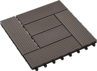 vidaXL Tile De Decking 11 Uds. Marr&oacute;n Oscuro 30 X 30 Cm Wpc Vidaxl