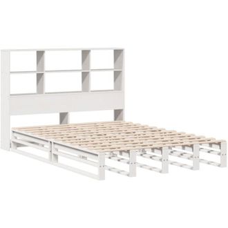 vidaXL Vidaxl - Cama Con Estanter&iacute;a Sin Colch&oacute;n Madera Maciza Blanca 140x190 Cm