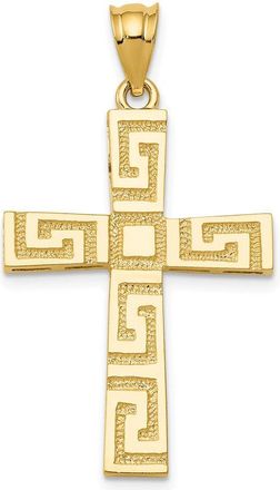 Diamond2Deal 14k Yellow Gold Greek Key Cross Pendant