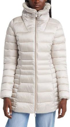 Save The Duck Caroline Water Repellent Satin Puffer Jacket in Rainy Beige at Nordstrom Rack, Size 7(Xxl)
