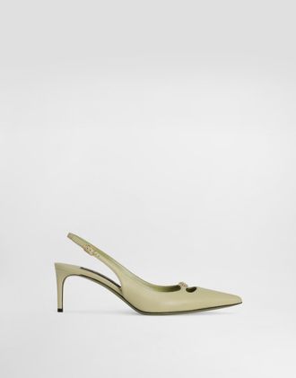 Dolce & Gabbana Lollo Silk Nappa Leather Slingback - Woman Pumps And Slingback Green 37.5