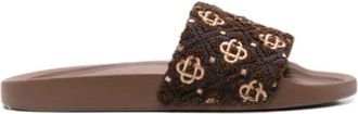 Casablanca Monogram Pool Slider - Heren - Sandalen - Bruin - 41 EU - Polyester - Schoenen