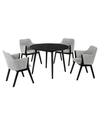Armen Living Arcadia And Renzo 42In Round Wood 5Pc Dining Set