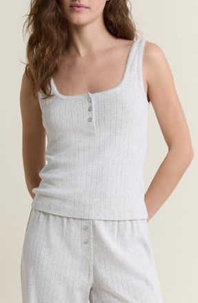 Etam Katell Pointelle Cotton Pajama Tank in Grey at Nordstrom, Size X-Small