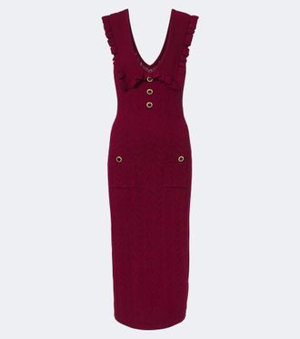 Alessandra Rich Ruffled knitted pointelle midi dress