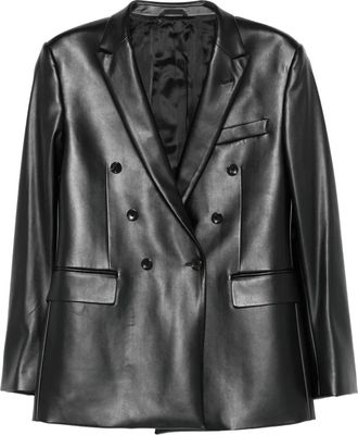 Reveres 1949 Giacca biker doppiopetto in pelle - Nero