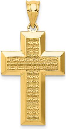 Diamond2Deal 14k Yellow Gold Polished Textured Cross Pendant