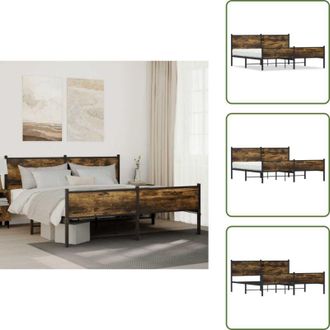 vidaXL The Living Store Giroletto senza Materaso in Metallo Rovere Fumo 160x200 cm - Letto con testiera