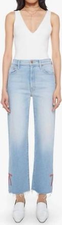 Mother Rambler Zip Slice Hover Fray Jeans In Complete 360