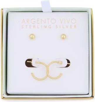 Argento Vivo Set of 2 Ball Stud & Rope Huggie Hoop Earrings in Gold at Nordstrom Rack