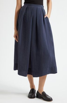 Emporio Armani Techno Crepe Midi Skirt in Navy at Nordstrom, Size 14 Us