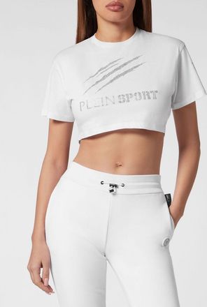 Plein Sport T-shirt cropped in cotone con logo