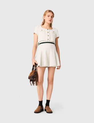 Maje 2-in-1 Tweed Dress - Off White - Maje