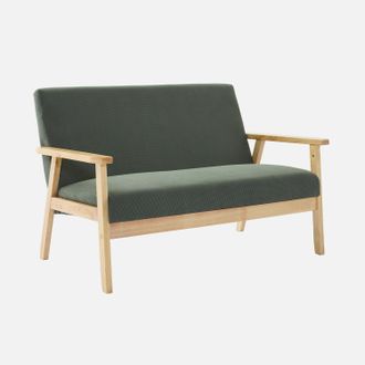 Sweeek Sof&aacute;-banco 2 Plazas, Pana, Patas De Madera, Isak Pana, Kaki Oscuro, 114x69.5x73 Cm