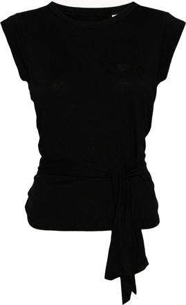 VETEMENTS strap-detail cap-sleeves T-shirt - women - Elastane/Viscose - M - Black