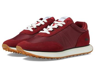 Lacoste L-Spin Sneakers Mens Shoes Burgundy/Gum : 9 M, Leather/Suede
