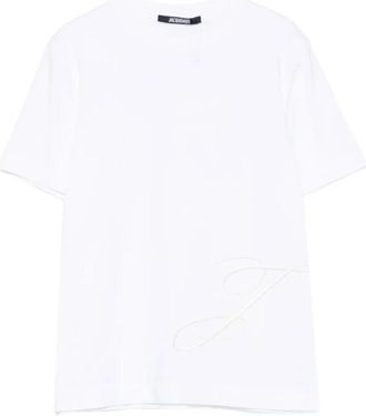 Jacquemus J Geborduurd T-shirt - Dames - T-shirts - Wit - L - Katoen - Tops