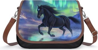 Generic Horse Northern Lights Fashion Womens Crossbody Bags Novelty Handbag Shoulder Bag Purse