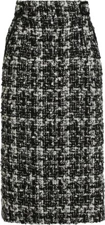 Dolce & Gabbana Grijze Rok met Tweed Textuur - Dames - Midirokken - Grijs - L - Tweed - Rokken