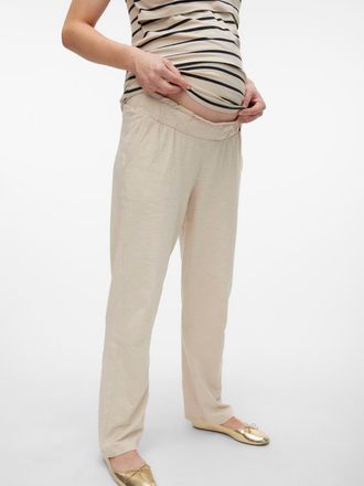 Mama Licious Schlupfhose MAMALICIOUS MLIVY JRS PANTS NOOS, Damen, Gr. XS (34), N-Gr, beige (french oak), Jersey, Obermaterial: 100% Baumwolle, unifarben, loose fit