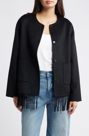 Rails Tomoko Frige Trim Wool Blend Jacket in Black at Nordstrom Rack, Size X-Large