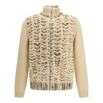 Maison Margiela Cardigan con zip in lana vergine - - Knitwear - Donna - Beige - S