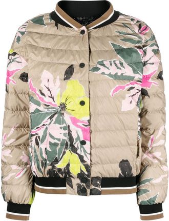 Herno Beta Flower padded bomber jacket - women - Polyamide/Goose Down/Polyester - 38 - Neutrals