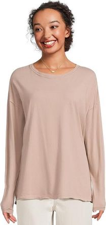 Free People Nina T-Shirts Long Sleeve Womens Clothing Cashmere : MD (Womens 8-10), Cotton