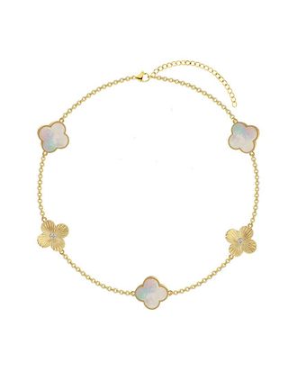 Gabi Rielle 14K Over Silver 10Mm Pearl Cz Clover Dual-Sided Bracelet