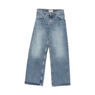 Cycle Wide-leg jeans met faded-effect - Dames - Jeans - Blauw - Maat: W26 Zijde