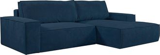 Vente-Unique Sof&aacute; rinconera de pana azulAMELIA - &Aacute;ngulo derecho