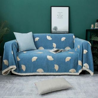 OEM Funda Para Sof&aacute; - Chenilla - 180 X 360 Cm - El&aacute;stica - Antideslizante - Estampado Azul