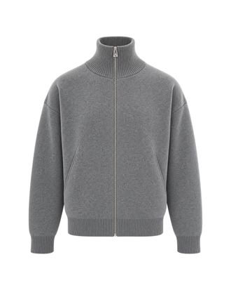 Axel Arigato Grey Melange High-Collar Wool-Blend Full-Zip Cardigan