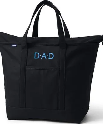 Lands End Zip Top Canvas Tote Bag in Black/black at Nordstrom, Size X-Large
