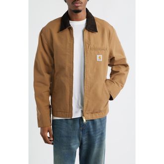 Carhartt Work in Progress Detroit Cotton Canvas Chore Jacket in Hamilton Brown Tobacco Rinsed at Nordstrom, Size X-Large