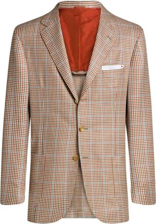 Kiton Kasjmier en zijde single-breasted jas - Heren - Blazers - Veelkleurig - 4XL - Kasjmier - Jassen