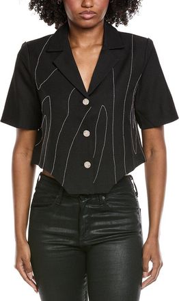 Gracia Chain Embellished Short Sleeve Cropped Blouse