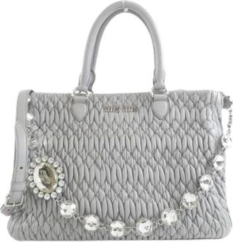 Miu Miu Pre-owned Handbags, female, Gray, Size: ONE SIZE Pre-owned Nappa Crystal bag