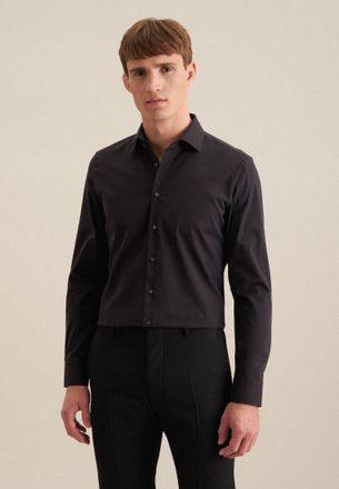 Seidensticker Businesshemd SEIDENSTICKER Schwarze Rose, Herren, Gr. XXL (45), verl&auml;ngerte &Auml;rmell&auml;ngen, schwarz, 100% Baumwolle, unifarben, tailored fit, 2-Knopf-Man