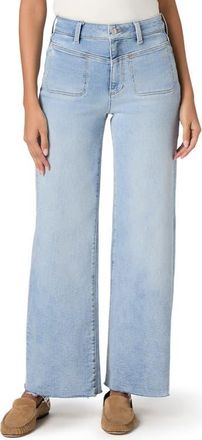 Paige Anessa Raw Hem High Waist Wide Leg Jeans in La Belle at Nordstrom, Size 27