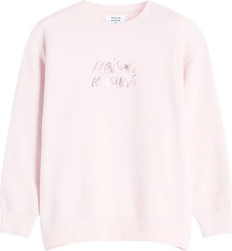Maison Kitsuné embroidered-logo sweatshirt - women - Cotton/Elastane - M - Pink