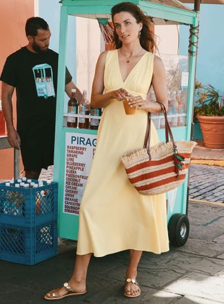 Minkpink Womens Kaia butter yellow open-back maxi dress