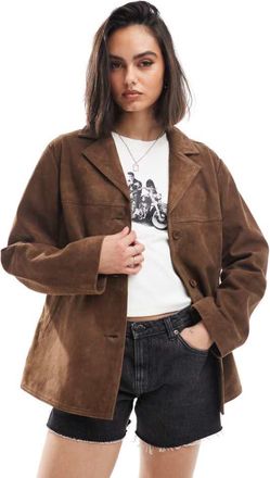 Asos Womens real suede 70s jacket in brown - Size 18 UK