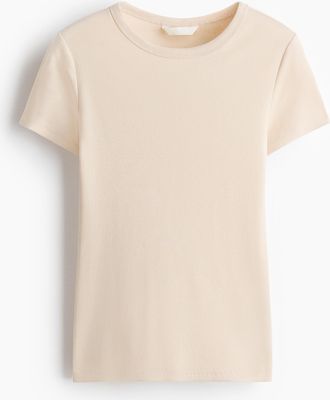H&M Geripptes T-Shirt - Hellbeige