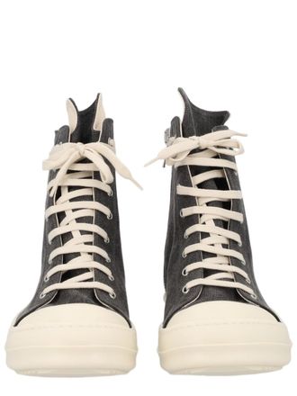 Rick Owens Sneaks Textured High-Top Cotton Sneakers