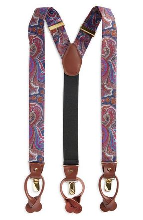 Clifton Wilson Grey & Fuchsia Paisley Silk Suspenders at Nordstrom