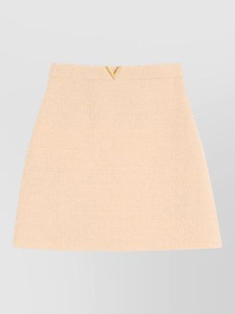 Valentino vlogo signature wool skirt textured v detail