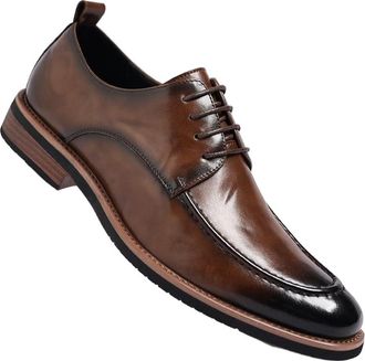 Generic Mens Oxford Leather Shoes Pointed Toe Large Size Business Dress Suit Compatible Footwear for Office Work and Formal Occasions(Brown,10.5)